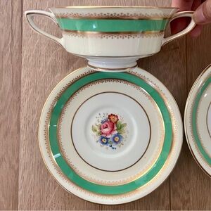 RARE 22 PCs Vintage Royal Worcester Princess Royal Cream Soup Cups Bowls Saucers